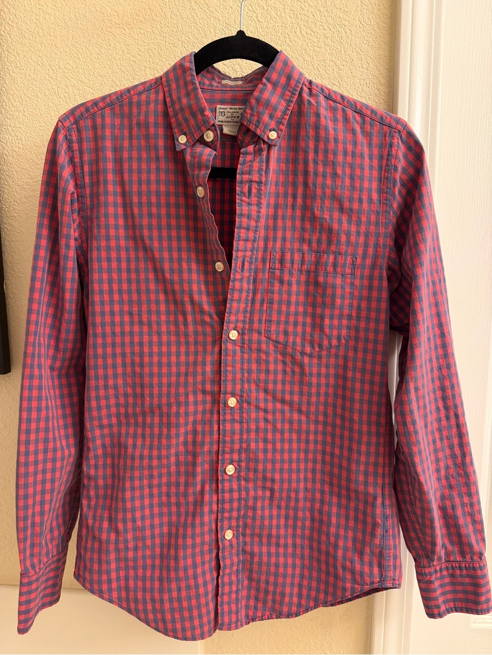 J. Crew Red and Blue Gingham Button-Down Shirt